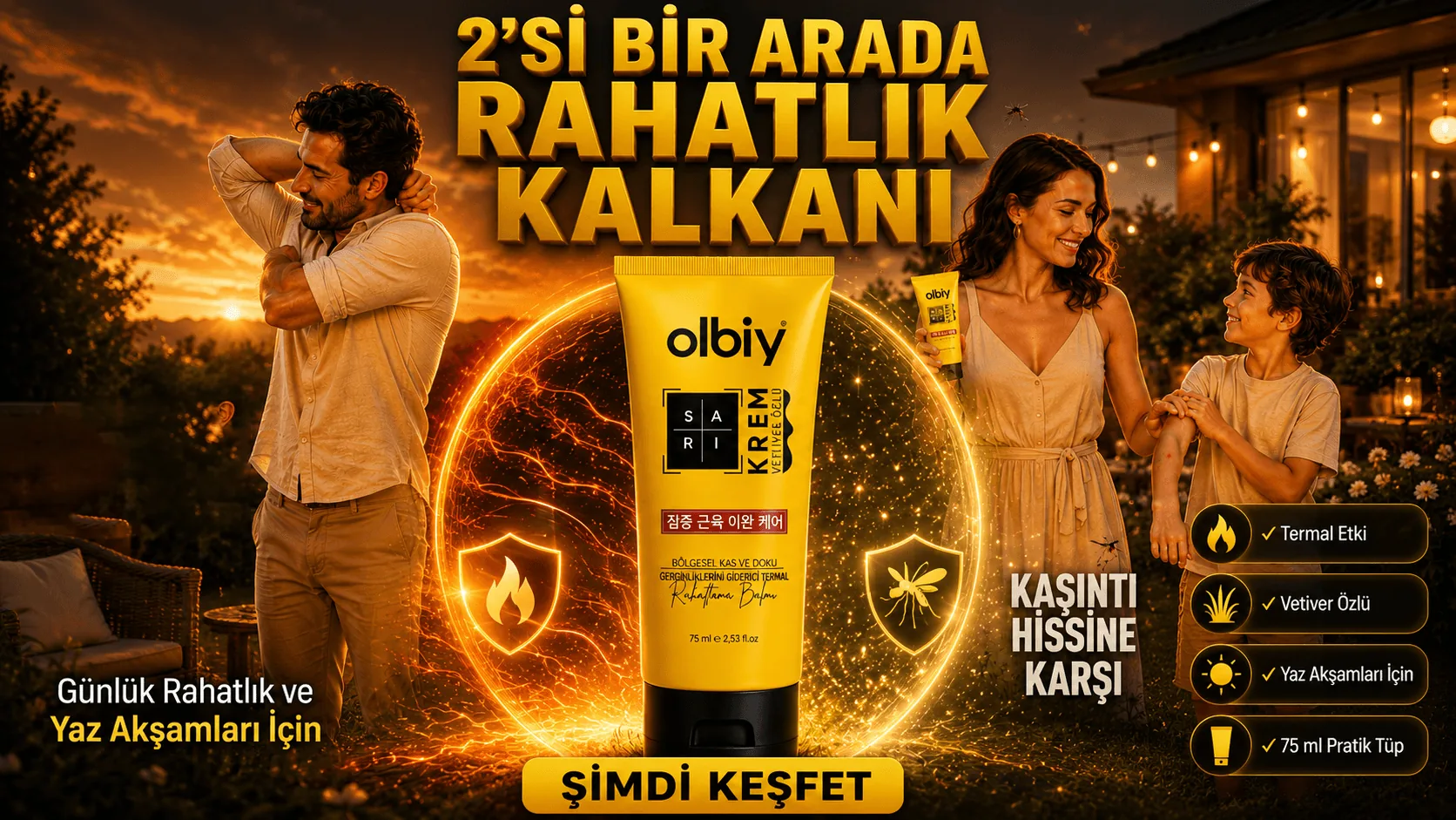 Olbiy Sarı Krem yaz akşamları için bakım